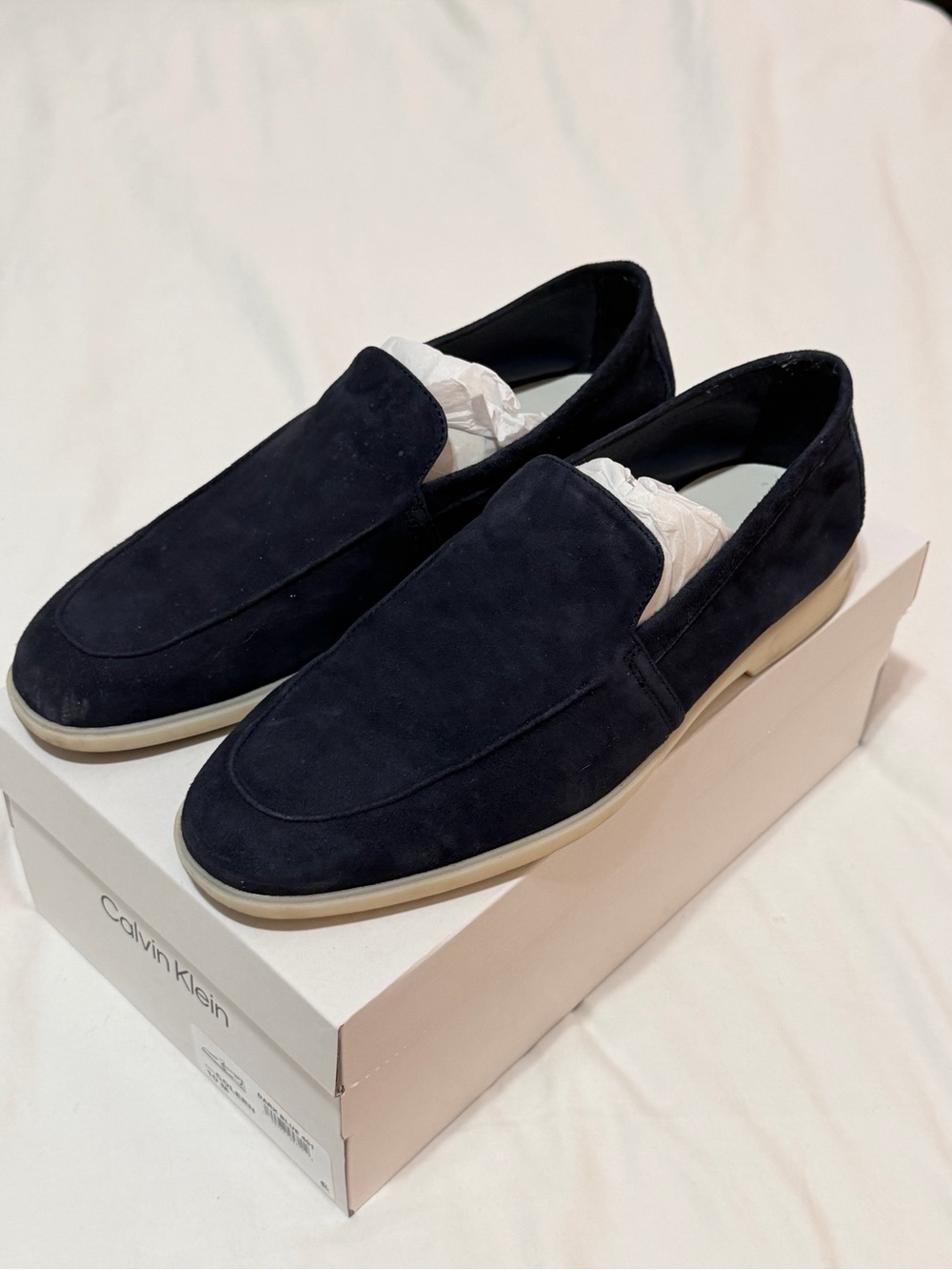Calvin Klein Men's Dark Navy Suede Slip-On Loafers